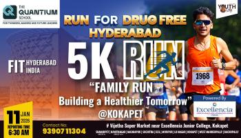 KOKAPET 5K RUN for DRUG FREE HYDERABAD organized by THE QUANTIUM SCHOOL